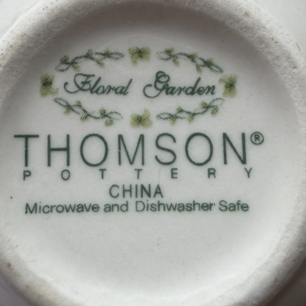Thomson Pottery Floral Garden China Creamer & Covered Shakers Set Microwave Safe